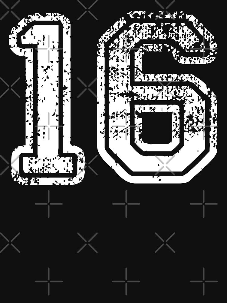 Sport Team Jersey 16 T Shirt Football Soccer Baseball Hockey Basketball Sixteen 16 016 Number by arcadetoystore