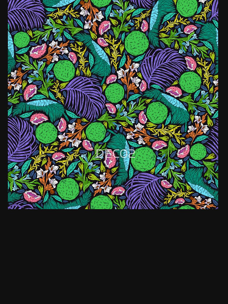 Neon-Hues Tropical Breadfruit and Jungle Leaves Pattern by DEC02