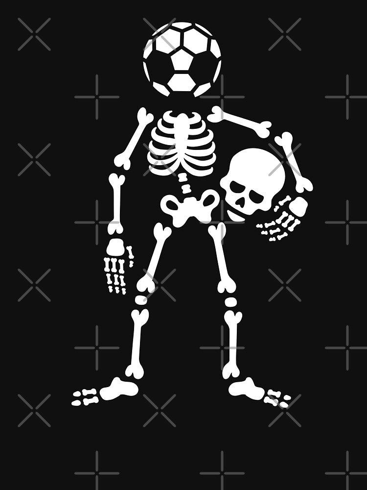 skeleton soccer ball head holding skull Halloween football hooligan by LaundryFactory