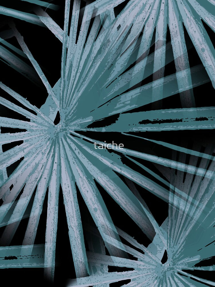 Aqua On Black Tropical Vibes Beach Palmtree Vector by taiche