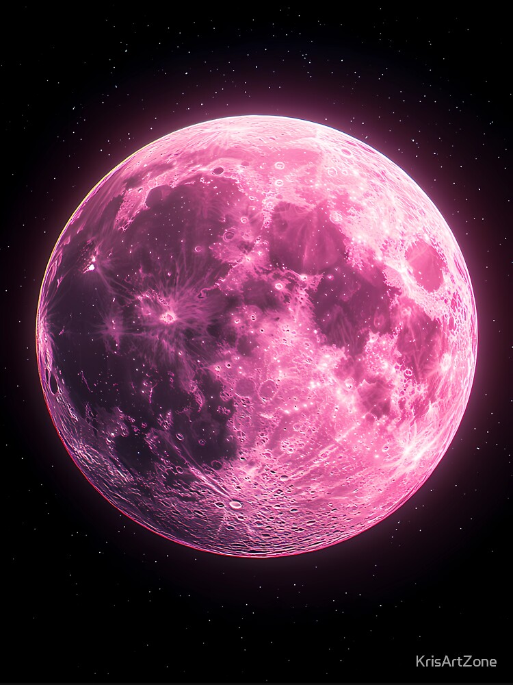 Nice Gift for Moon Lovers Pink Full Moon by KrisArtZone