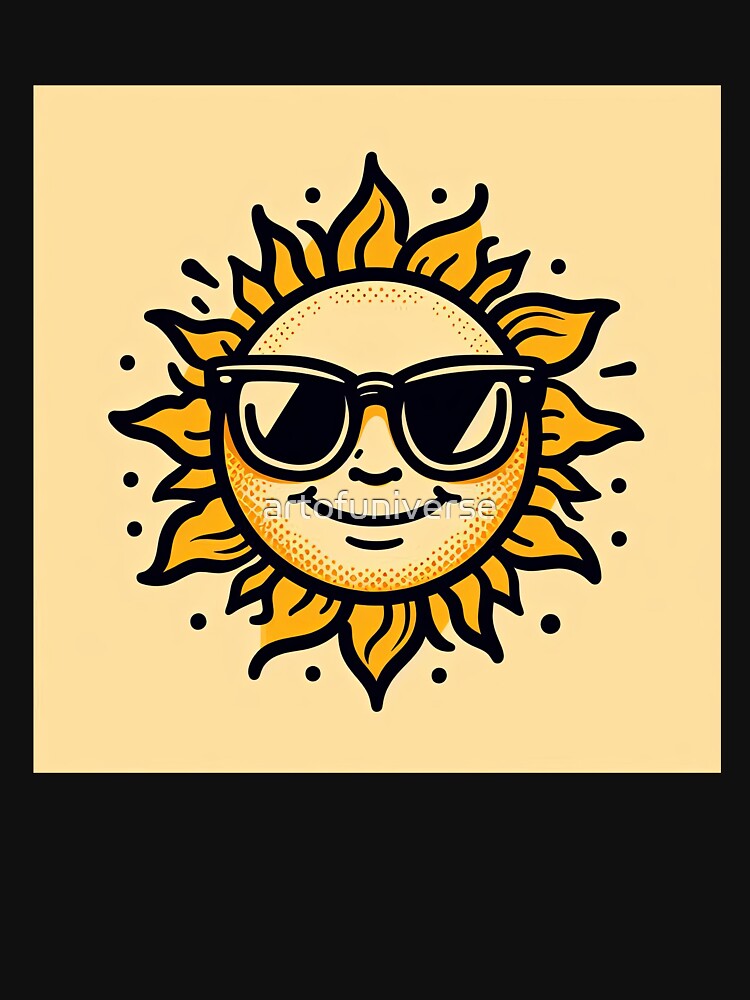 Smiling Sun with Glasses Pop Art Style by artofuniverse