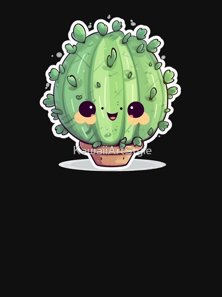 Happy Chibi Round Cactus by KawaiiArtStyle