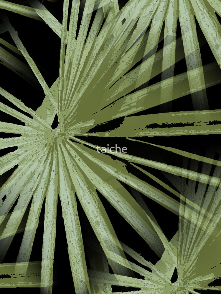 Green On Black Tropical Vibes Beach Palmtree Vector by taiche