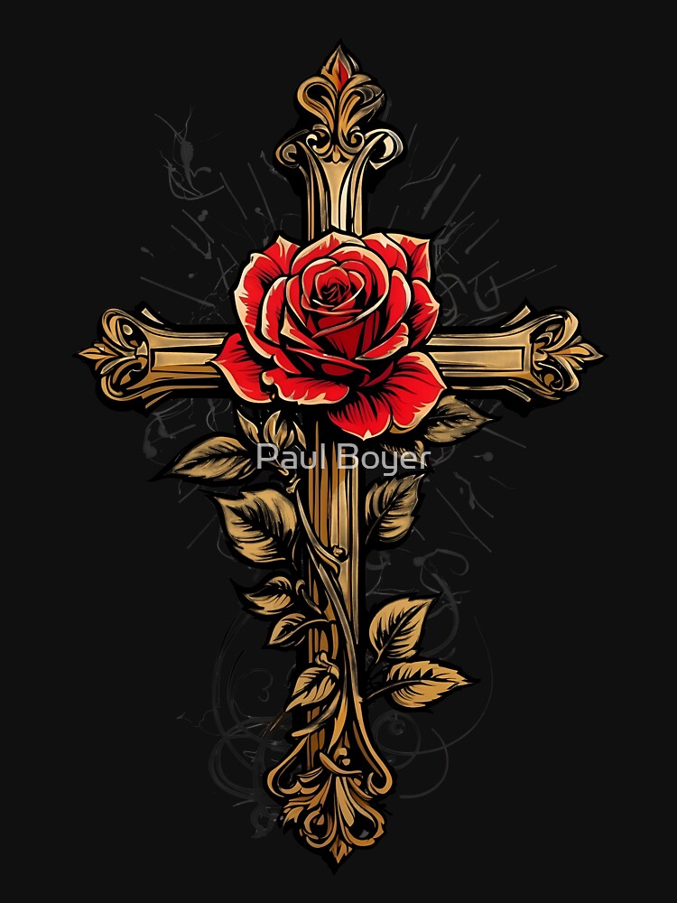 Golden Rose Cross of the Rosicrucians by Occult Designs