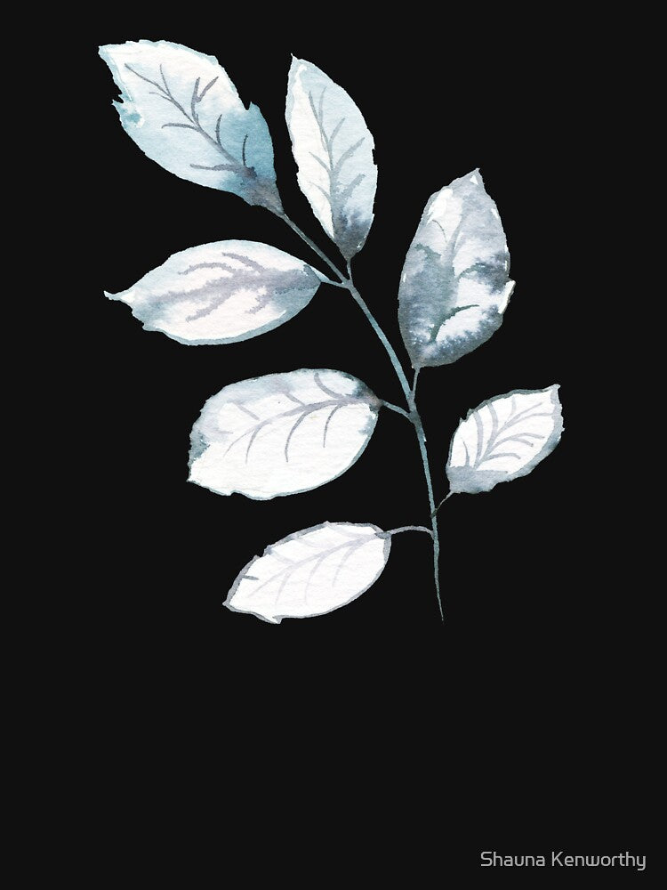 Silver watercolor leaf by Shauna Kenworthy