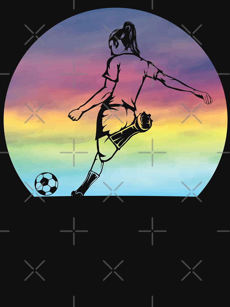 Women's Soccer Silhouette Retro Sunset Girls Soccer Player by MintedFresh