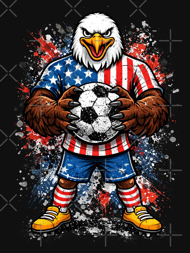 USA Eagle Soccer Mascot Player Patriotic Grunge Sports Eagle by MuniraWearify