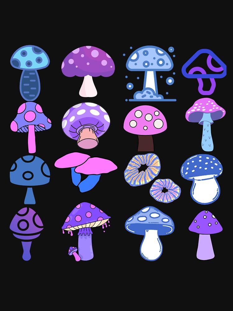 Cute Purple and Blue Mushroom Pattern by SEVENPRINTS