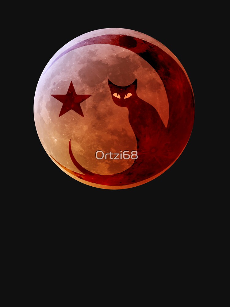 Halloween cat and blood moon by Ortzi68