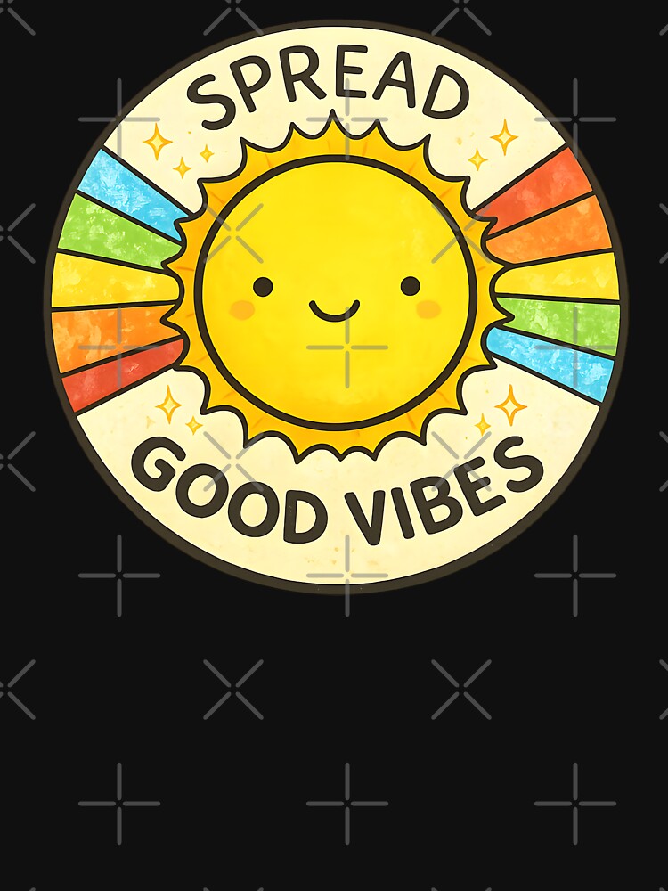 Retro Kawaii Sun Spread Good Vibes Positive Aesthetic by DrawHandArt