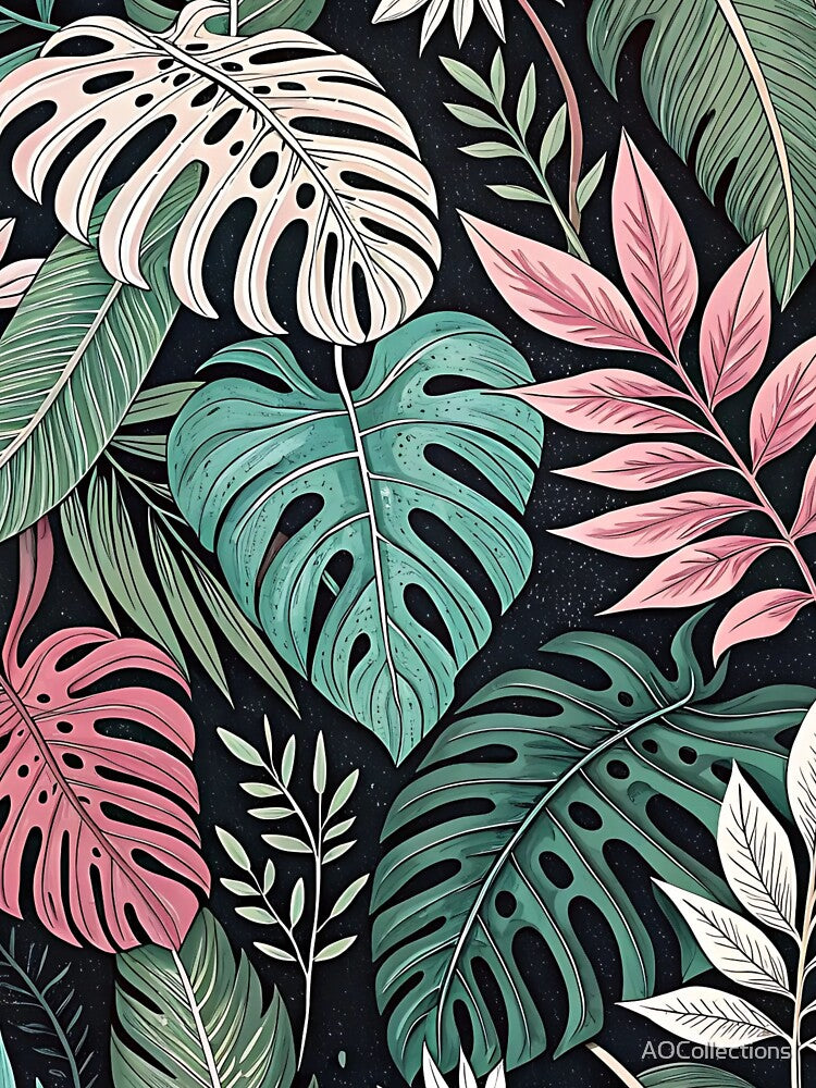 Exotic Nature Pattern with Tropical Leaves by AOCollections