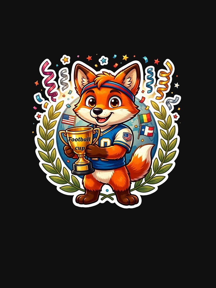 Champion Fox Football Sticker | Cartoon Soccer Trophy Celebration Design by Pandey14
