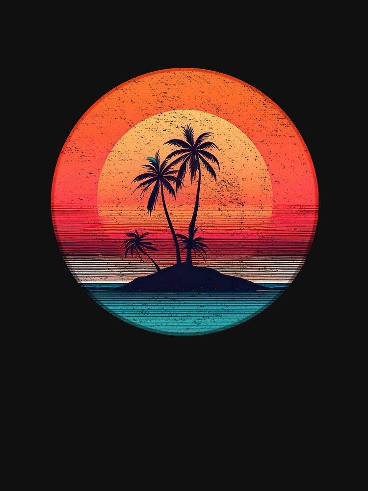 Retro sunset over palm island by analogsandpixel