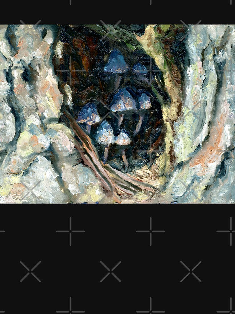 Mushrooms in Tree Hollow | Oil Impressionist by Andrew Gaia