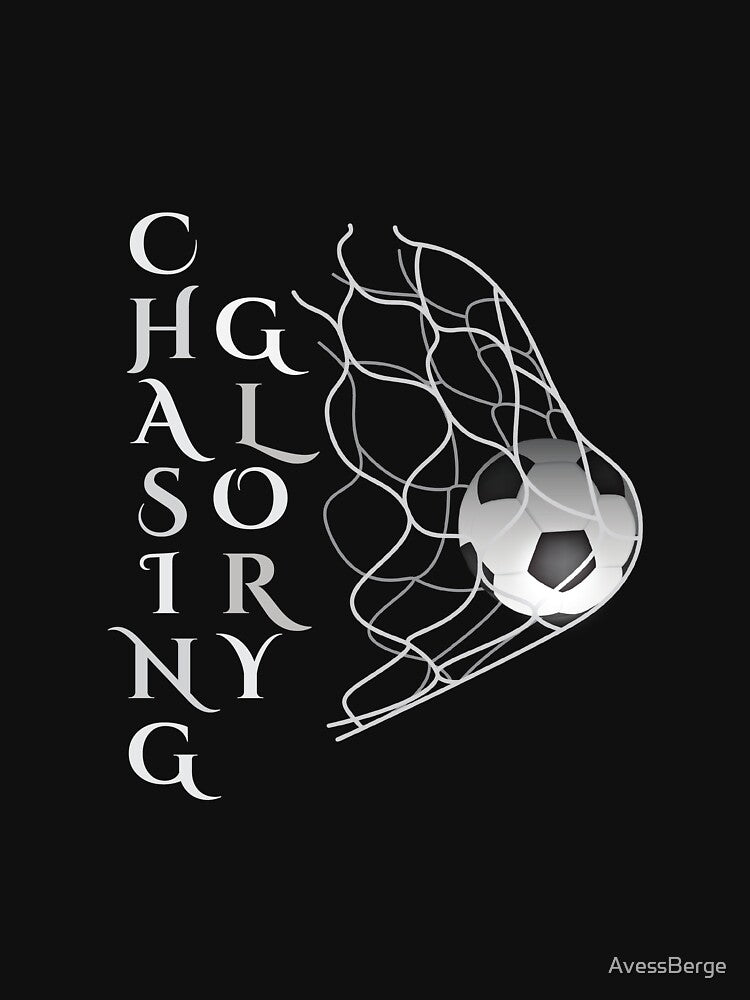 Chasing Glory Soccer — Black and White Football Typography Art Gift by AvessBerge
