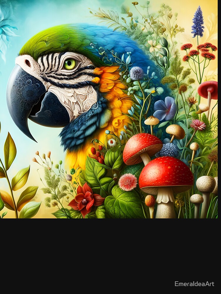 Macaw Botanical art by EmeraldeaArt