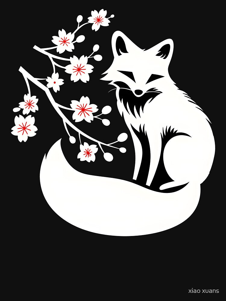 Fox With Cherry Blossom by xiao xuans