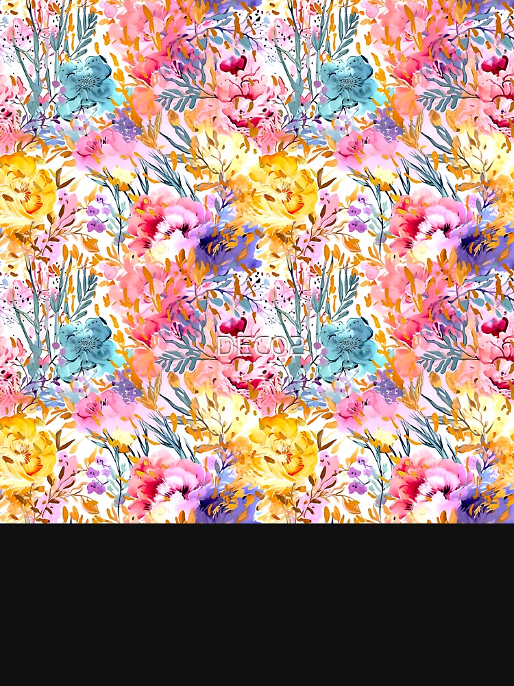 Abstract Floral Designs In Pink, Aqua And Yellow by DEC02