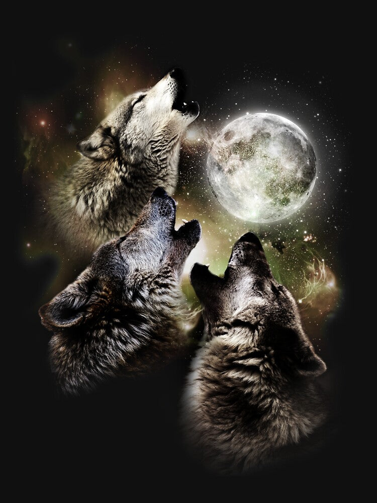 Three wolves howling at the moon by gtcdesign