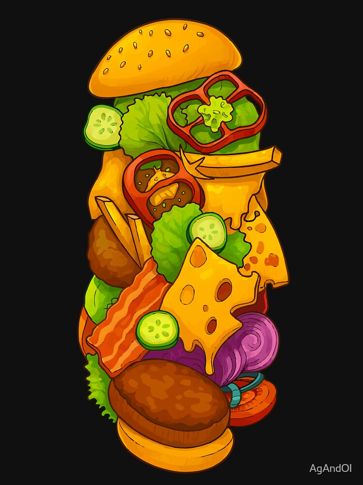Ultimate Stacked Burger Cartoon Art by AgAndOl