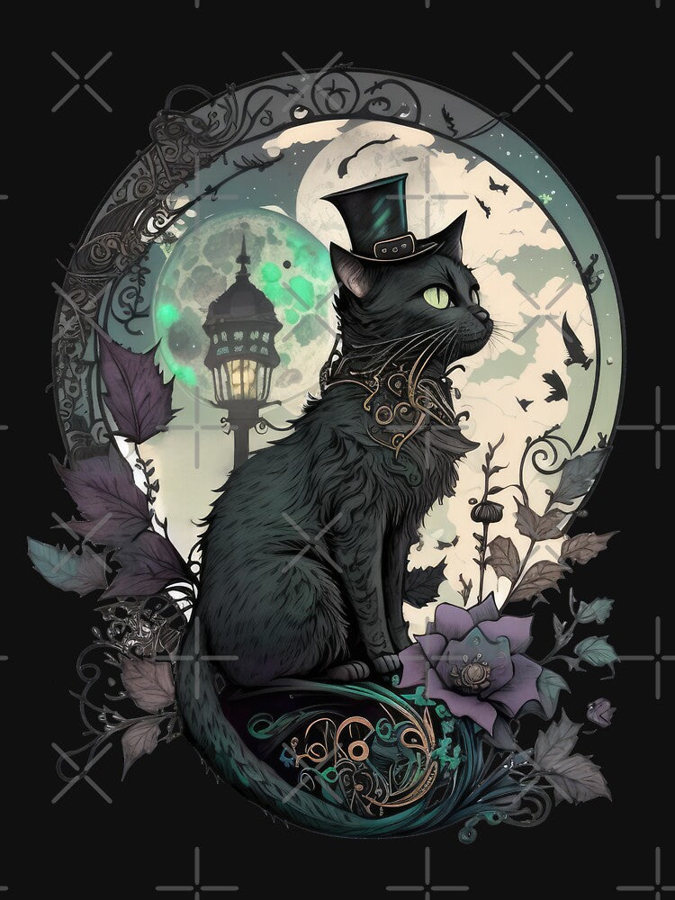 Steampunk Black Cat Wearing a Top Hat by LoopyGalaxy