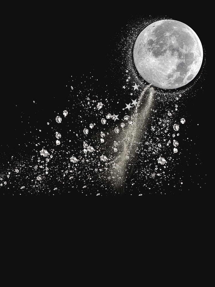 Bright Moon With Cascading Silver Sparkles by MarieSusan