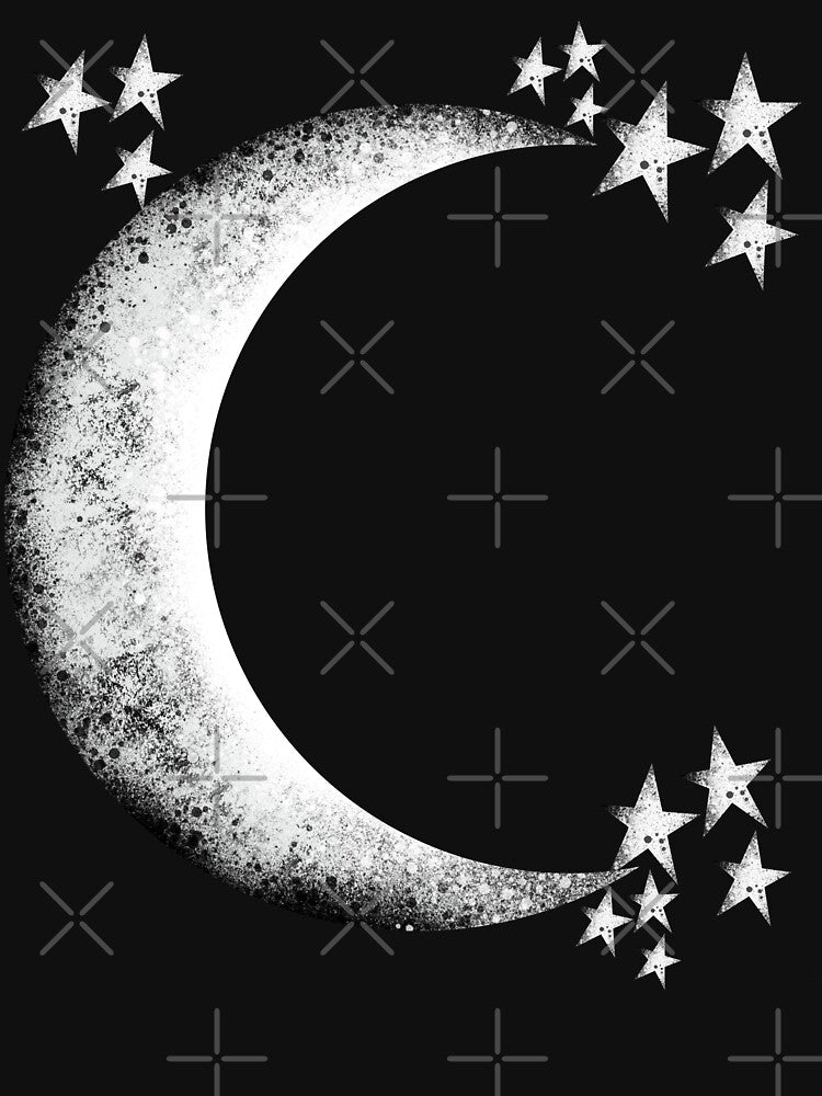 Black and White Crescent Moon - Textured Monochrome Lunar Art by TheArtOfTreble