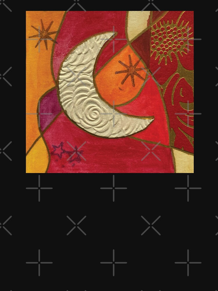 Moon and Stars - Watercolor Mixed Media - Starry Sky by piesdesignart