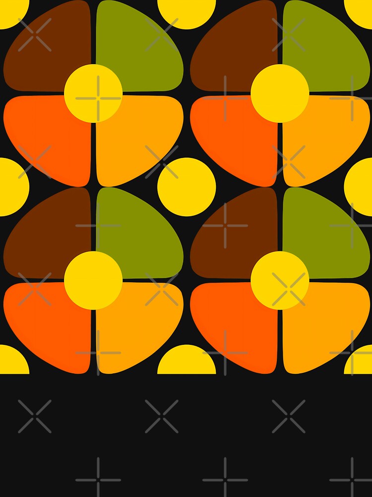Warm Retro Mid‑Century Floral Pattern in 70s Colors by Clara Fruggeri