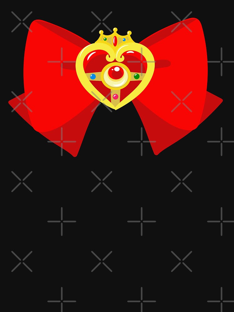 bow and red heart brooch, sailor moon by yessebel