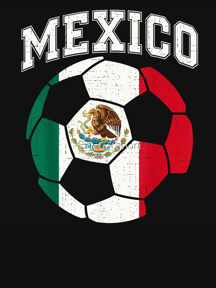 Vintage Distressed Mexico Soccer Ball National Flag Football Sports Fan Merch by EricCotanori