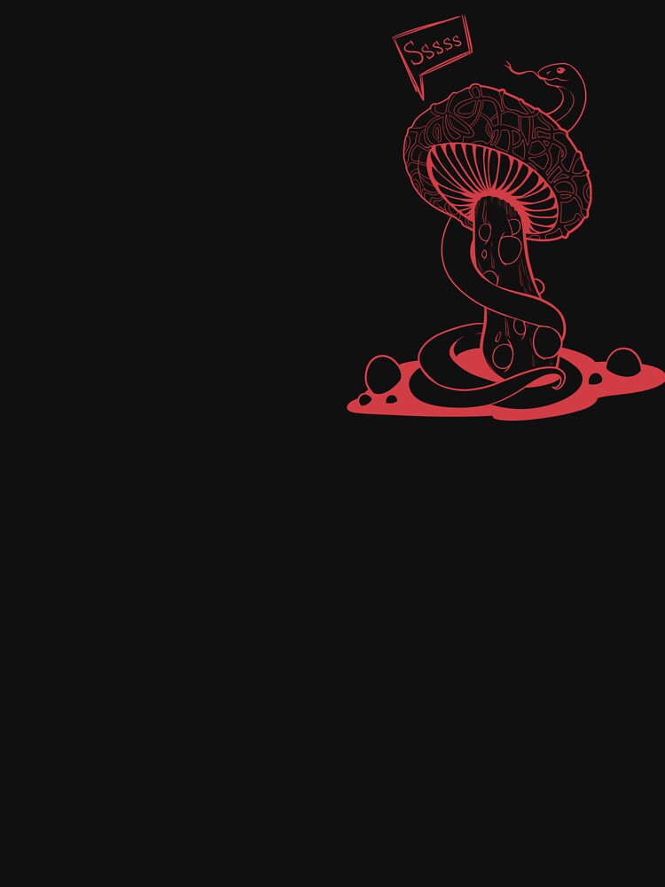 Poisonous acid neon red mushroom with bubbles and snake by MalkyTea