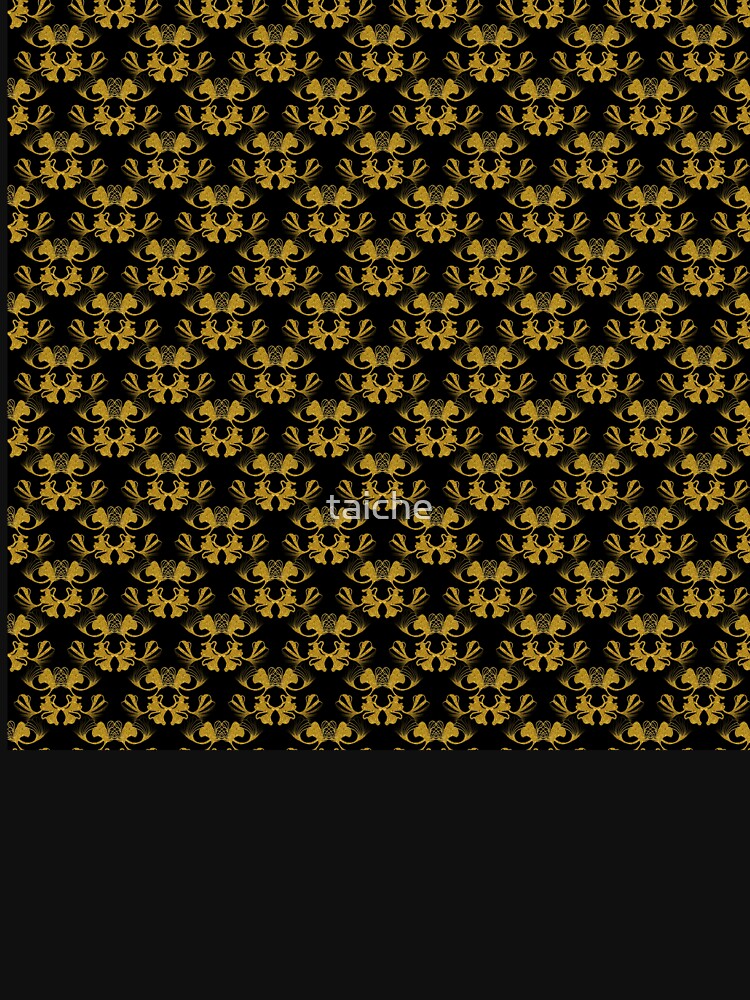 Ginkgo Biloba Leaves Repeat Pattern Golden On Black by taiche