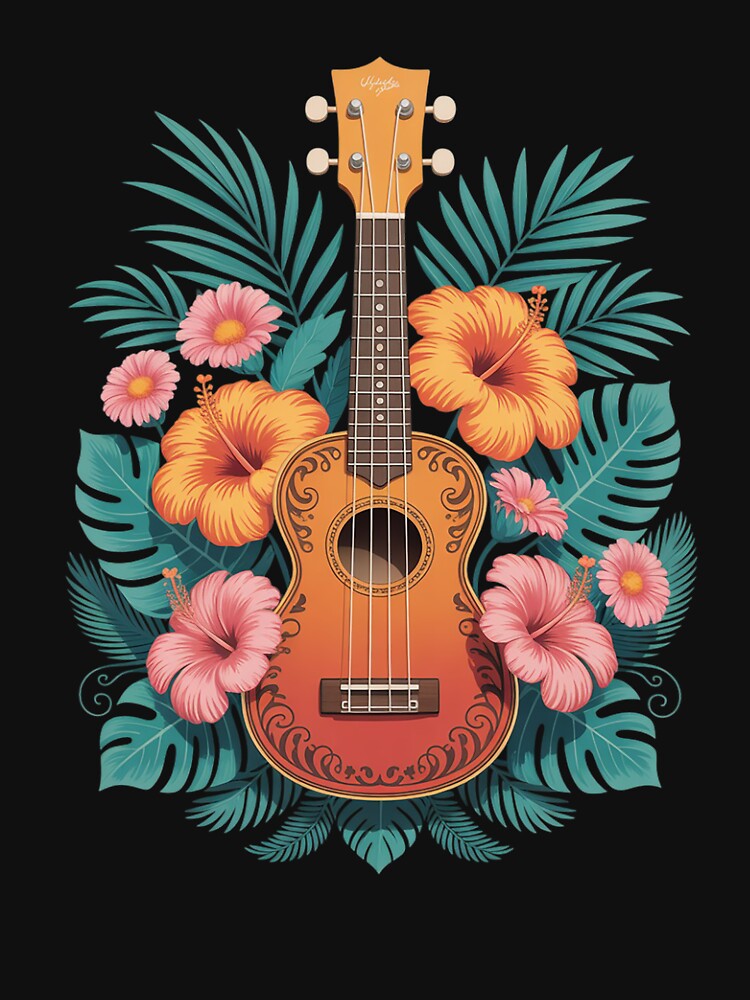 Ukulele Player Hawaiian Tropical Flowers for Men Women by NailMolisa