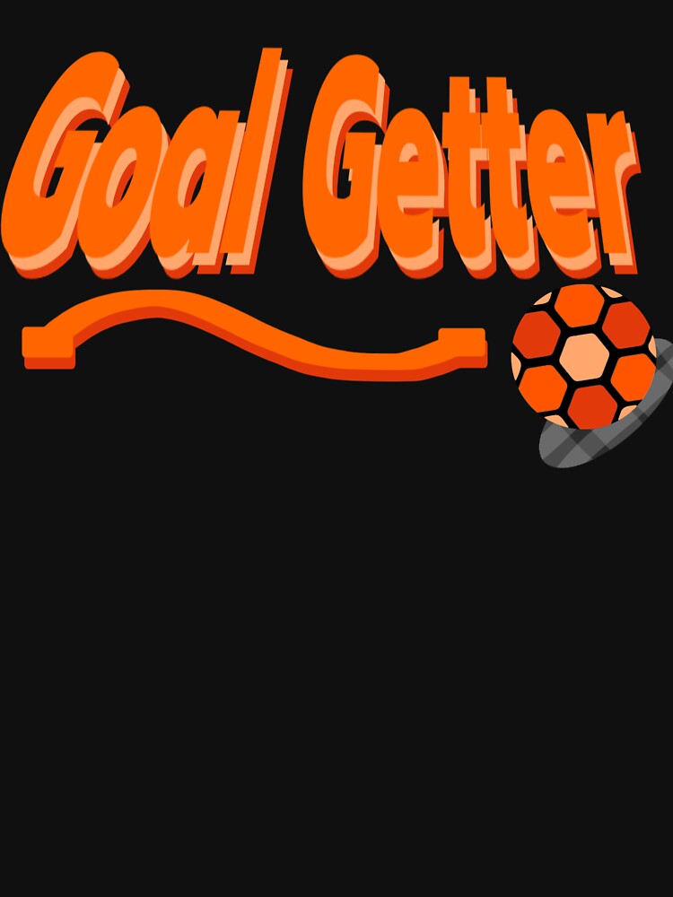 Goal Getter Orange 3D Soccer Text with Football and Swoosh by MigWhimsy