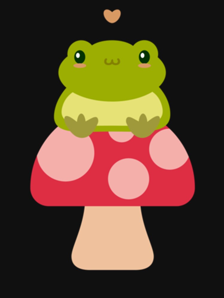 Cute Kawaii Frog Sitting On A Mushroom by GatheringPlace