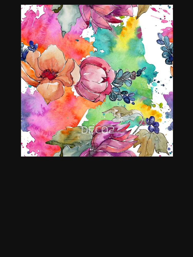 Contemporary Floral Bouquet in Pastel Watercolors Print by DEC02