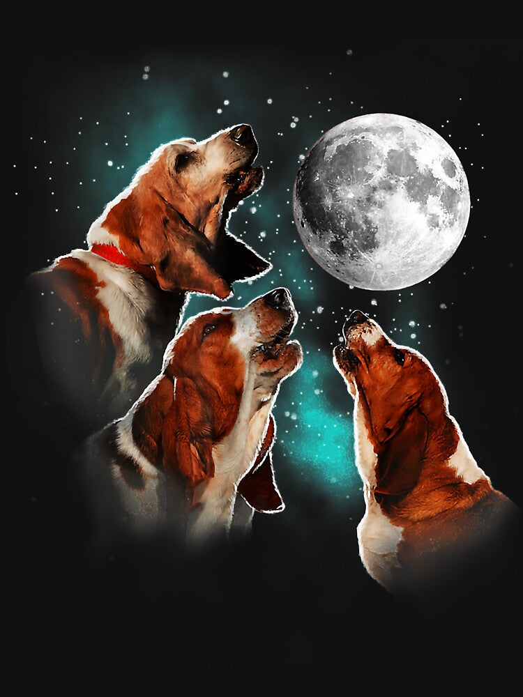 Basset Hound, Basset Hound Howling At The Moon by ejsavinash20p