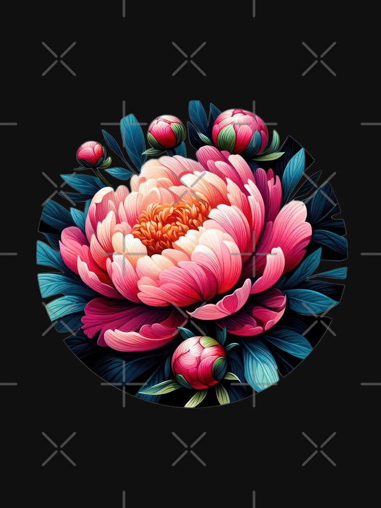 Pink Peony retro floral flowers by Expressions-Sel