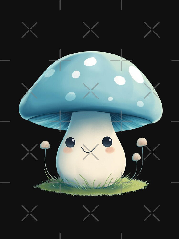Cheerful Blue Mushroom - Whimsical Nature Delight by Shirtlify