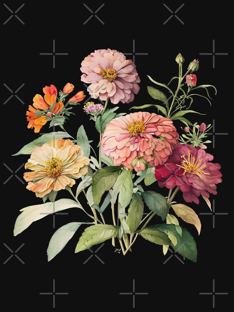 Watercolor Zinnias by Yeamie-Boutique