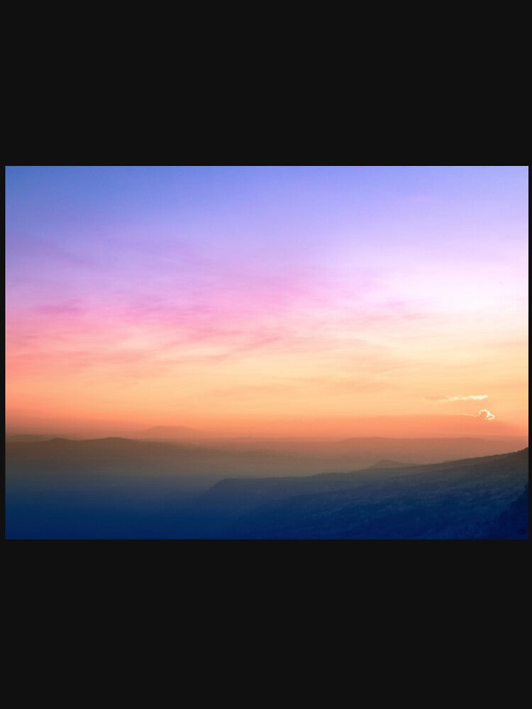 Pink Purple and Blue Summer Sunset Mountain View by CheraeLynn