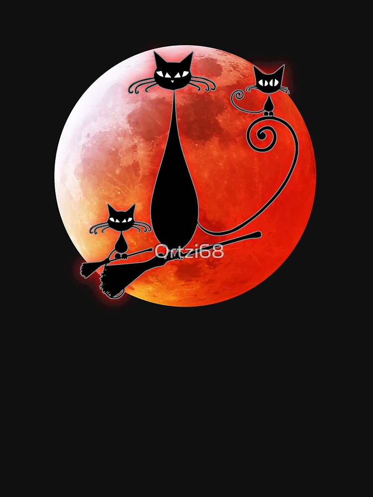Halloween cat and blood moon 2 by Ortzi68