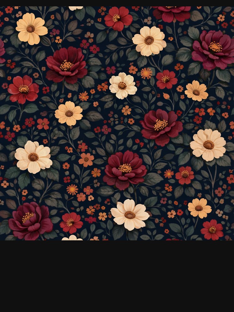 Dark floral botanical pattern – vintage boho flowers tote bag design by ZEYCAT