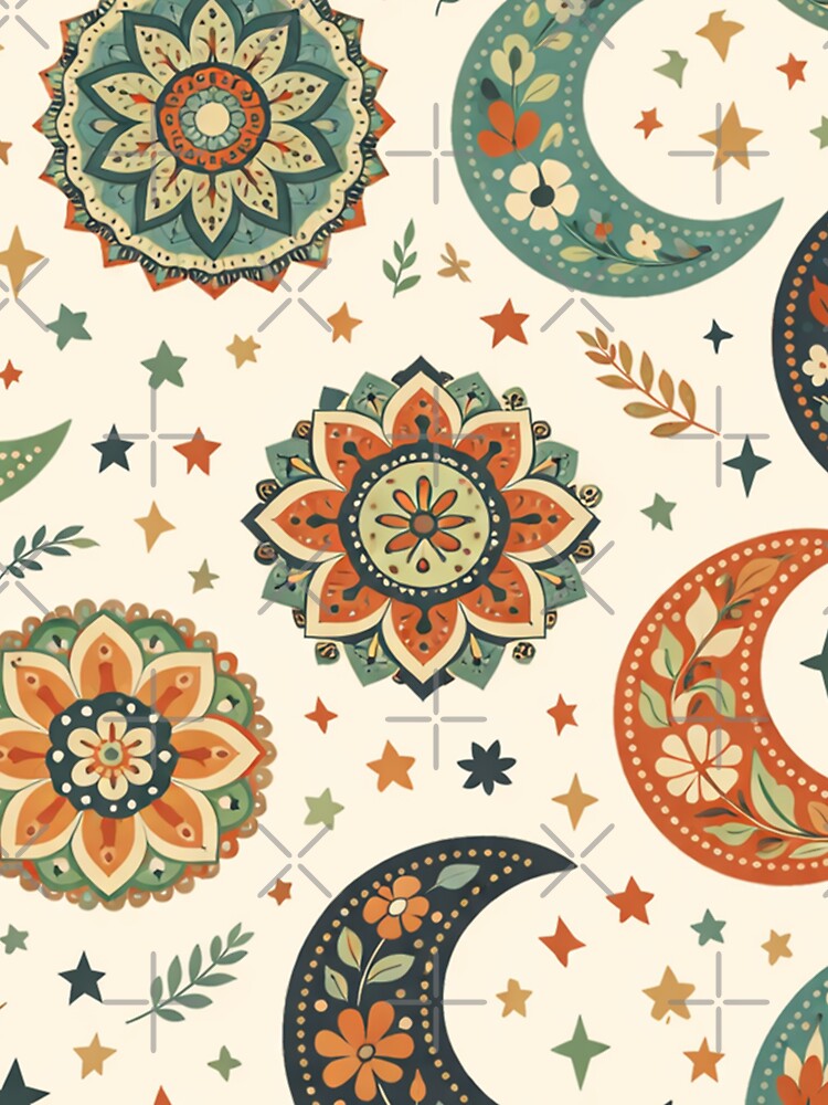 Crescent Moon Floral Night Pattern by SassyArtistry