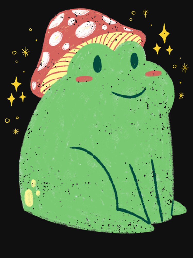Cute Green Frog with Mushroom Hat by GatheringPlace