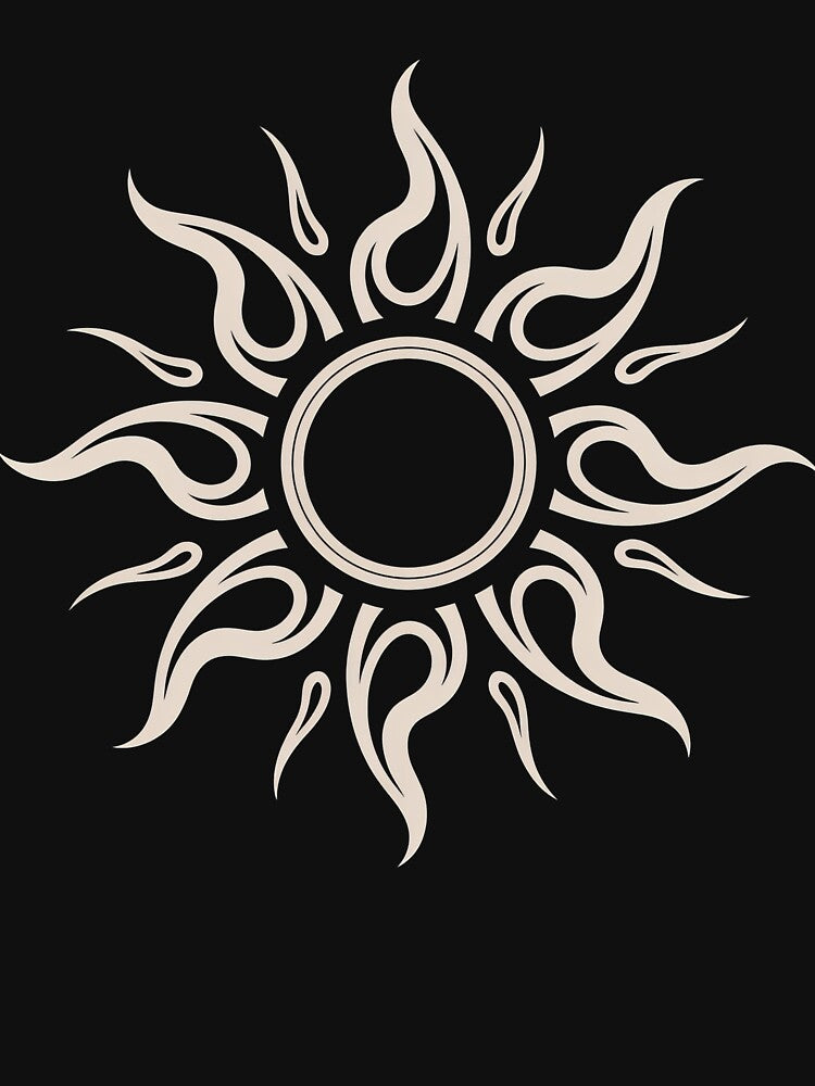Tribal Sun Design Flame Symbol Minimalist Tattoo Style Art by PosiMCreations