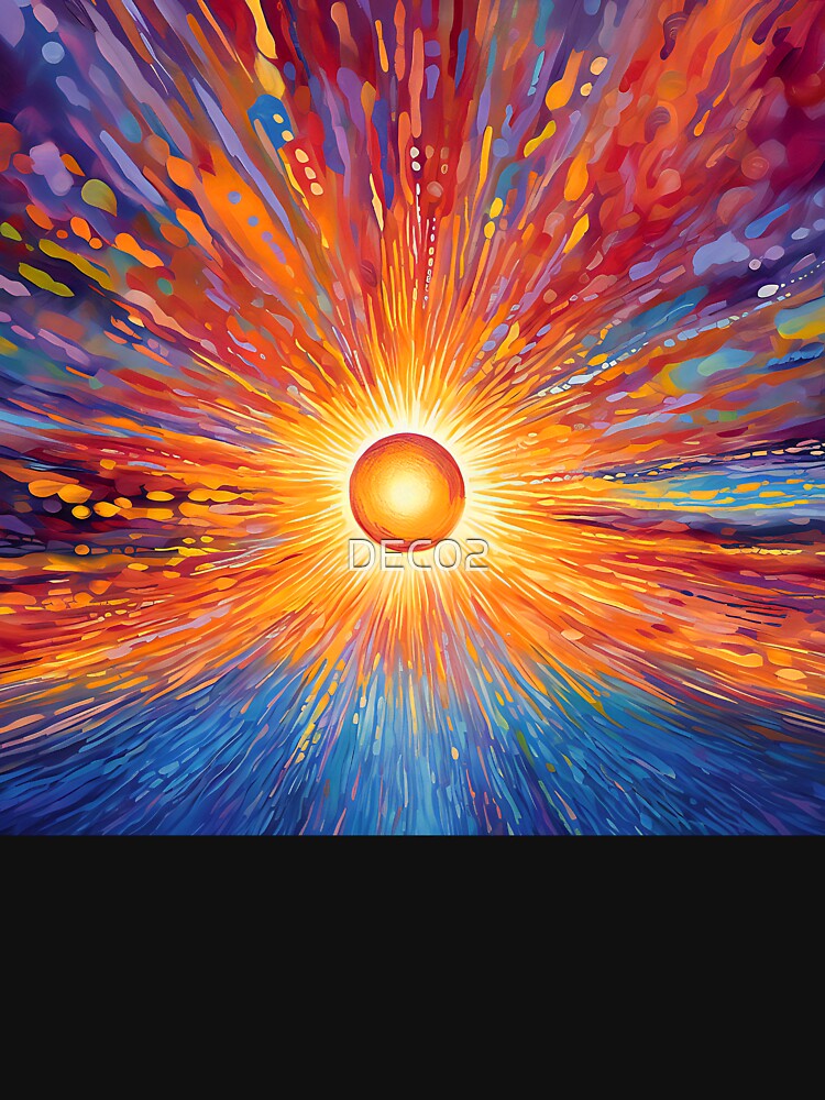 Vibrant Fantasy Sunset Slipping Into The Blue Ocean by DEC02