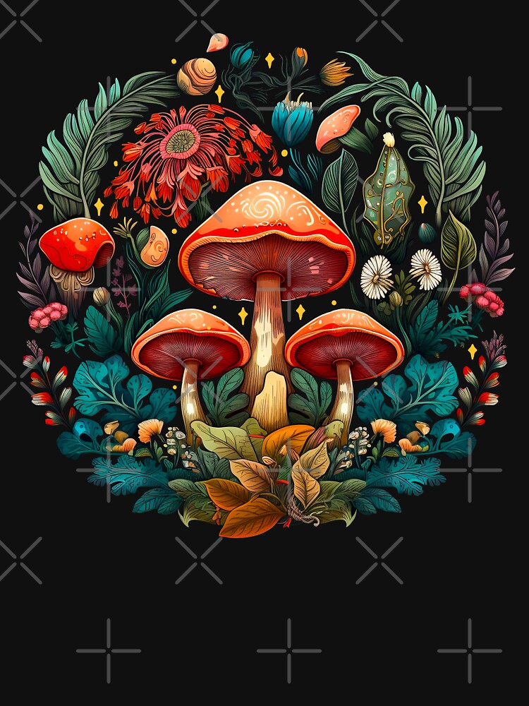 Mushrooms and Floral by ethnicdrawing
